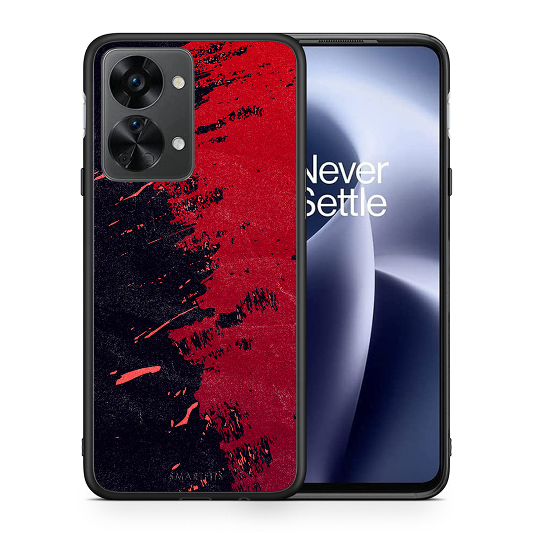 Θήκη Αγίου Βαλεντίνου OnePlus Nord 2T Red Paint από τη Smartfits με σχέδιο στο πίσω μέρος και μαύρο περίβλημα | OnePlus Nord 2T Red Paint case with colorful back and black bezels