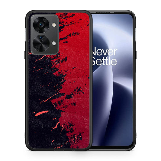 Θήκη Αγίου Βαλεντίνου OnePlus Nord 2T Red Paint από τη Smartfits με σχέδιο στο πίσω μέρος και μαύρο περίβλημα | OnePlus Nord 2T Red Paint case with colorful back and black bezels