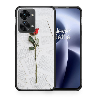 Θήκη OnePlus Nord 2T Red Rose από τη Smartfits με σχέδιο στο πίσω μέρος και μαύρο περίβλημα | OnePlus Nord 2T Red Rose case with colorful back and black bezels