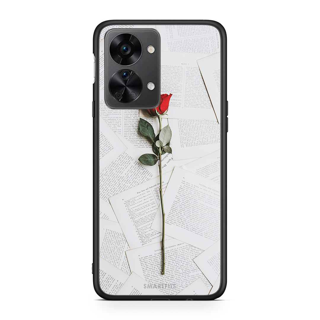 OnePlus Nord 2T Red Rose θήκη από τη Smartfits με σχέδιο στο πίσω μέρος και μαύρο περίβλημα | Smartphone case with colorful back and black bezels by Smartfits