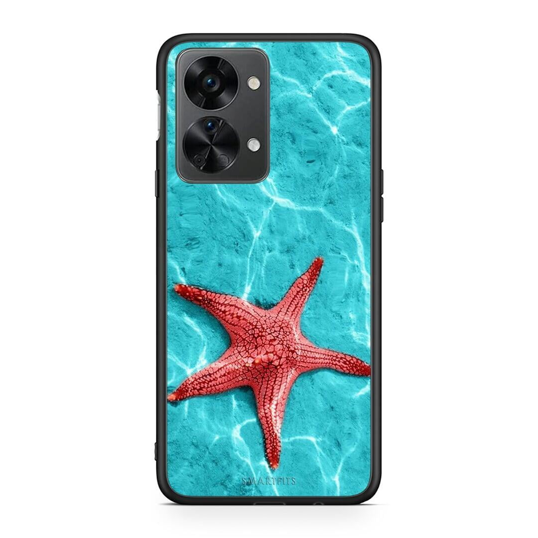 OnePlus Nord 2T Red Starfish Θήκη από τη Smartfits με σχέδιο στο πίσω μέρος και μαύρο περίβλημα | Smartphone case with colorful back and black bezels by Smartfits