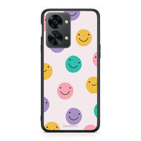 Thumbnail for OnePlus Nord 2T Smiley Faces θήκη από τη Smartfits με σχέδιο στο πίσω μέρος και μαύρο περίβλημα | Smartphone case with colorful back and black bezels by Smartfits