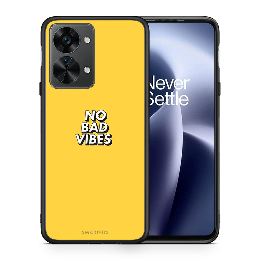 Θήκη OnePlus Nord 2T Vibes Text από τη Smartfits με σχέδιο στο πίσω μέρος και μαύρο περίβλημα | OnePlus Nord 2T Vibes Text case with colorful back and black bezels