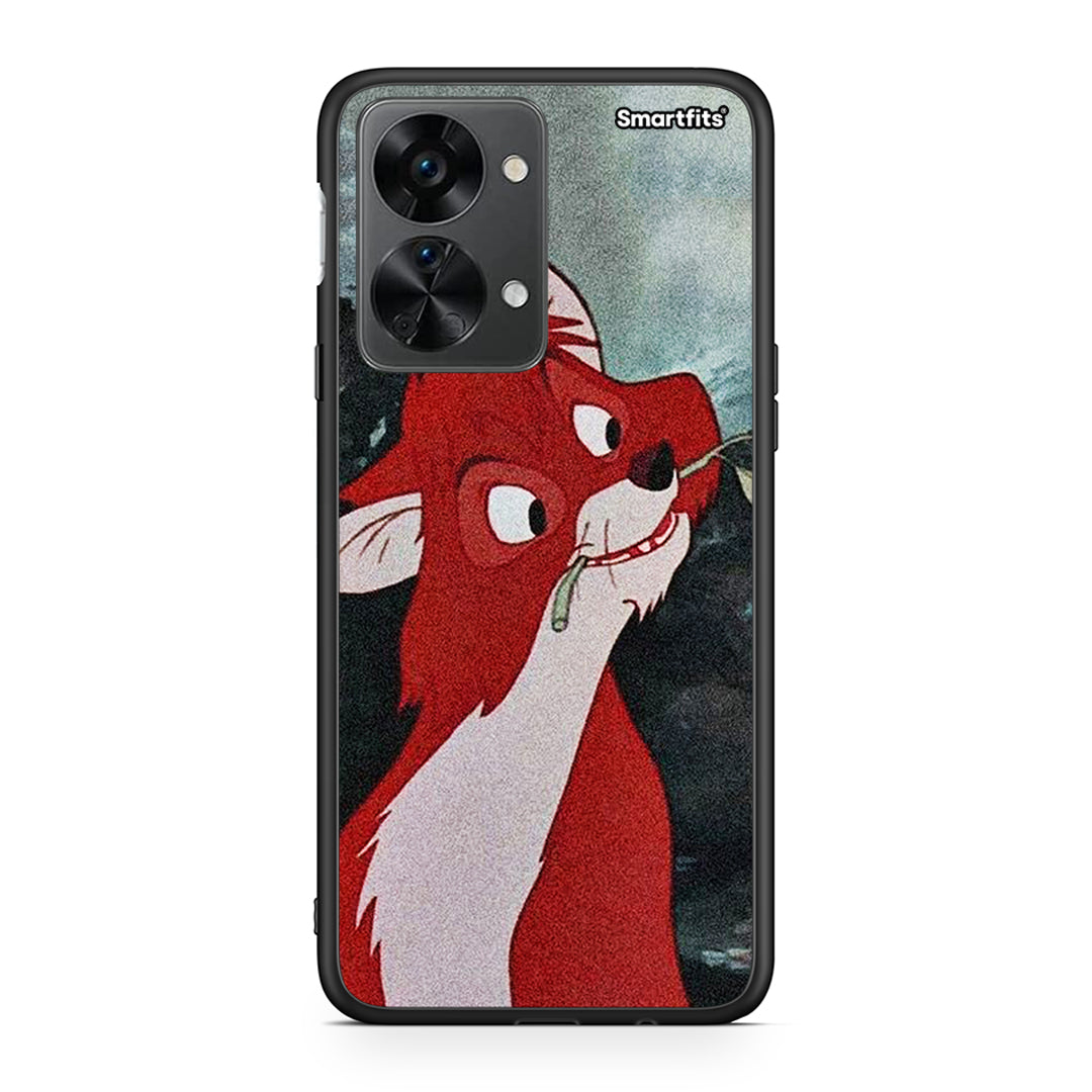 OnePlus Nord 2T Tod And Vixey Love 1 θήκη από τη Smartfits με σχέδιο στο πίσω μέρος και μαύρο περίβλημα | Smartphone case with colorful back and black bezels by Smartfits