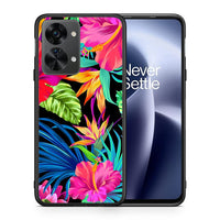 Thumbnail for Θήκη OnePlus Nord 2T Tropical Flowers από τη Smartfits με σχέδιο στο πίσω μέρος και μαύρο περίβλημα | OnePlus Nord 2T Tropical Flowers case with colorful back and black bezels