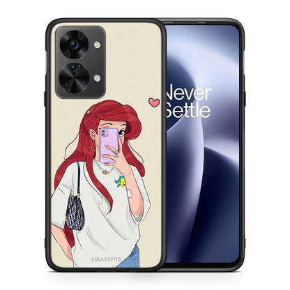 Θήκη OnePlus Nord 2T Walking Mermaid από τη Smartfits με σχέδιο στο πίσω μέρος και μαύρο περίβλημα | OnePlus Nord 2T Walking Mermaid case with colorful back and black bezels