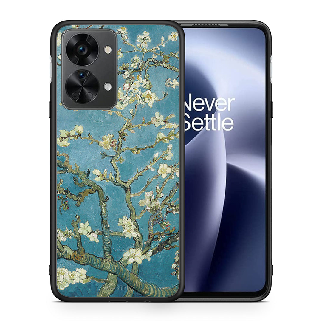 Θήκη OnePlus Nord 2T White Blossoms από τη Smartfits με σχέδιο στο πίσω μέρος και μαύρο περίβλημα | OnePlus Nord 2T White Blossoms case with colorful back and black bezels