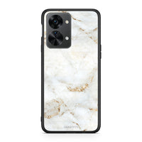 Thumbnail for OnePlus Nord 2T White Gold Marble θήκη από τη Smartfits με σχέδιο στο πίσω μέρος και μαύρο περίβλημα | Smartphone case with colorful back and black bezels by Smartfits