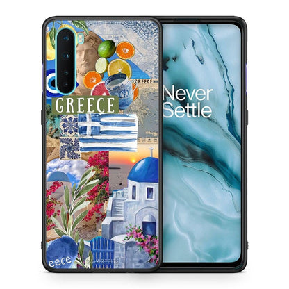 Θήκη OnePlus Nord 5G All Greek από τη Smartfits με σχέδιο στο πίσω μέρος και μαύρο περίβλημα | OnePlus Nord 5G All Greek case with colorful back and black bezels