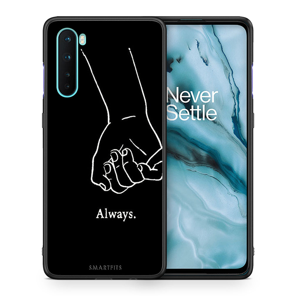 Θήκη Αγίου Βαλεντίνου OnePlus Nord 5G Always & Forever 1 από τη Smartfits με σχέδιο στο πίσω μέρος και μαύρο περίβλημα | OnePlus Nord 5G Always & Forever 1 case with colorful back and black bezels