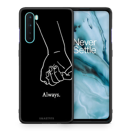 Θήκη Αγίου Βαλεντίνου OnePlus Nord 5G Always & Forever 1 από τη Smartfits με σχέδιο στο πίσω μέρος και μαύρο περίβλημα | OnePlus Nord 5G Always & Forever 1 case with colorful back and black bezels
