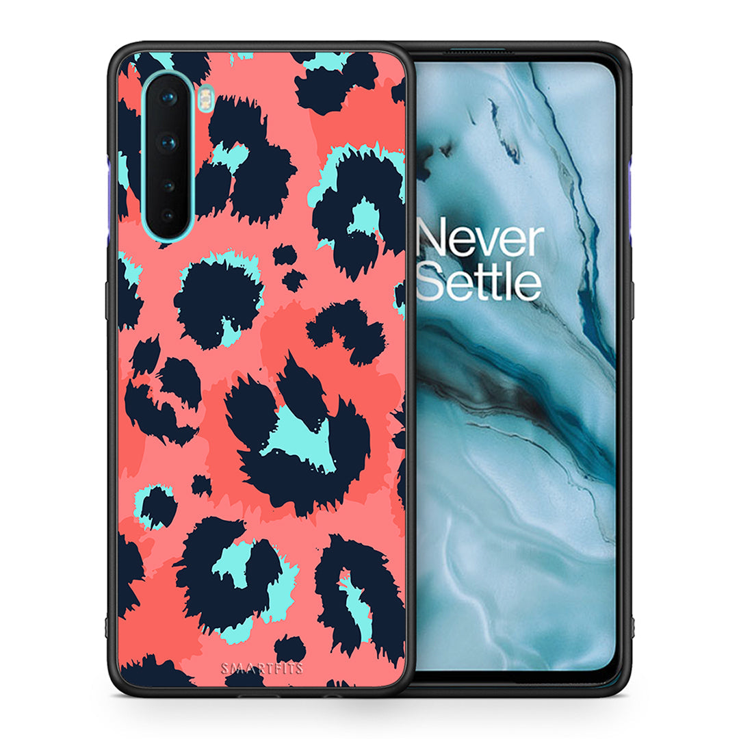Θήκη OnePlus Nord 5G Pink Leopard Animal από τη Smartfits με σχέδιο στο πίσω μέρος και μαύρο περίβλημα | OnePlus Nord 5G Pink Leopard Animal case with colorful back and black bezels