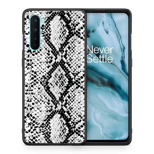 Θήκη OnePlus Nord 5G White Snake Animal από τη Smartfits με σχέδιο στο πίσω μέρος και μαύρο περίβλημα | OnePlus Nord 5G White Snake Animal case with colorful back and black bezels