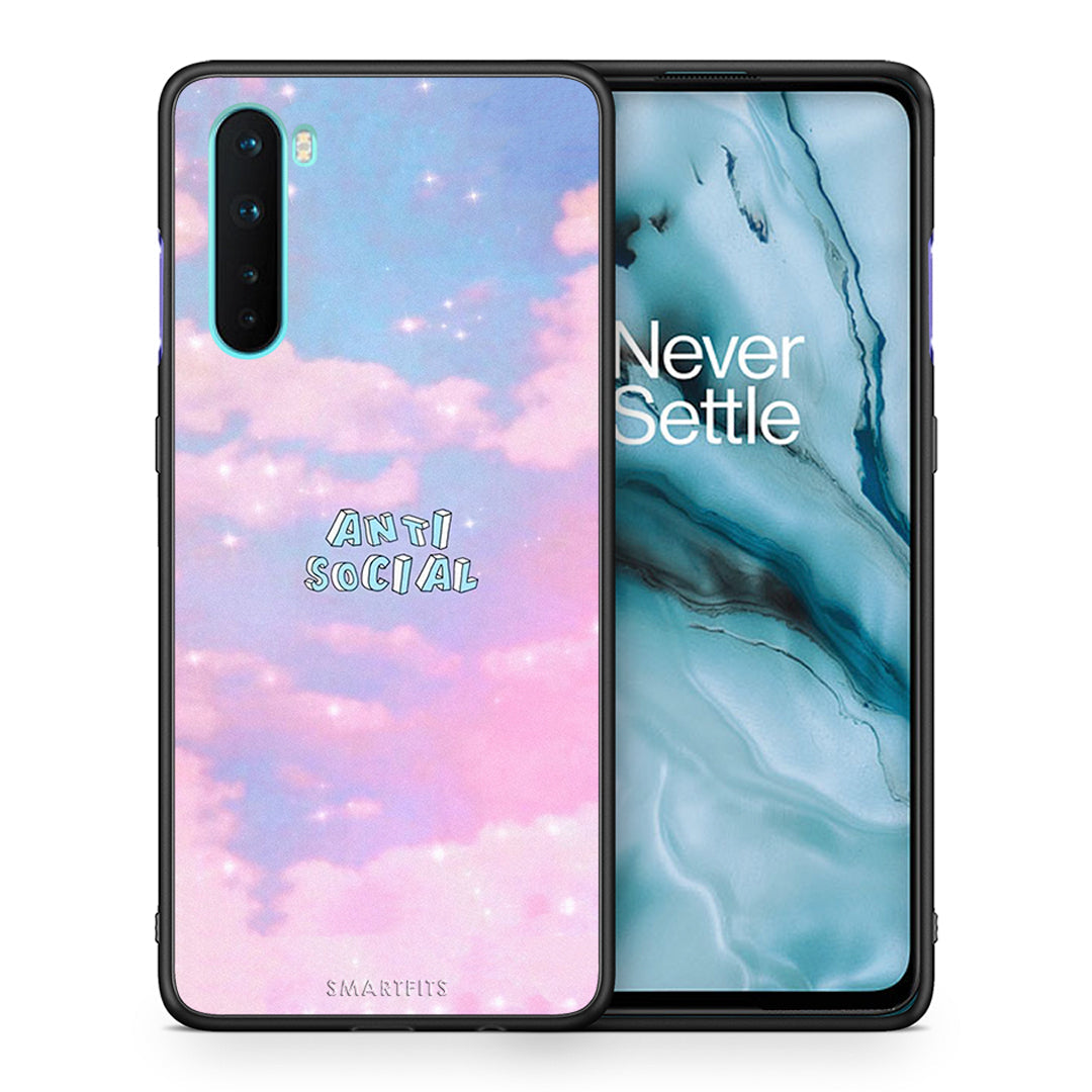 Θήκη Αγίου Βαλεντίνου OnePlus Nord 5G Anti Social από τη Smartfits με σχέδιο στο πίσω μέρος και μαύρο περίβλημα | OnePlus Nord 5G Anti Social case with colorful back and black bezels