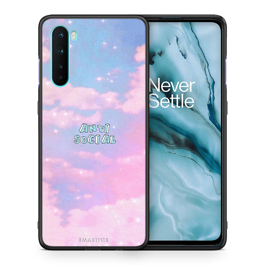 Θήκη Αγίου Βαλεντίνου OnePlus Nord 5G Anti Social από τη Smartfits με σχέδιο στο πίσω μέρος και μαύρο περίβλημα | OnePlus Nord 5G Anti Social case with colorful back and black bezels
