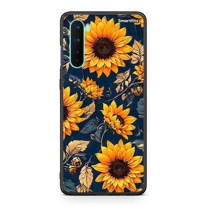 OnePlus Nord 5G Autumn Sunflowers Θήκη από τη Smartfits με σχέδιο στο πίσω μέρος και μαύρο περίβλημα | Smartphone case with colorful back and black bezels by Smartfits