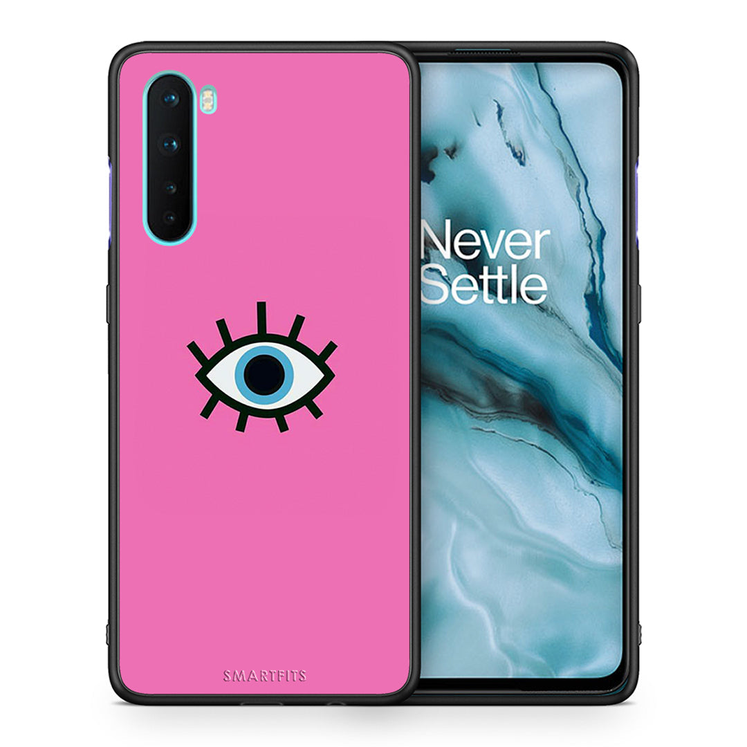 Θήκη OnePlus Nord 5G Blue Eye Pink από τη Smartfits με σχέδιο στο πίσω μέρος και μαύρο περίβλημα | OnePlus Nord 5G Blue Eye Pink case with colorful back and black bezels