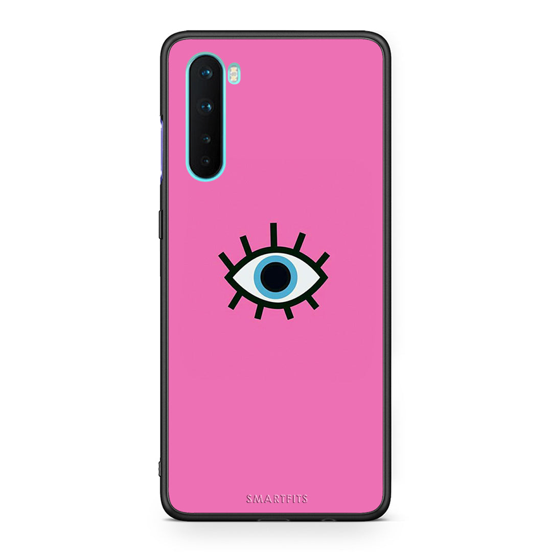 OnePlus Nord 5G Blue Eye Pink θήκη από τη Smartfits με σχέδιο στο πίσω μέρος και μαύρο περίβλημα | Smartphone case with colorful back and black bezels by Smartfits