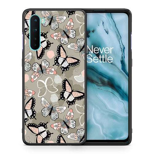 Θήκη OnePlus Nord 5G Butterflies Boho από τη Smartfits με σχέδιο στο πίσω μέρος και μαύρο περίβλημα | OnePlus Nord 5G Butterflies Boho case with colorful back and black bezels
