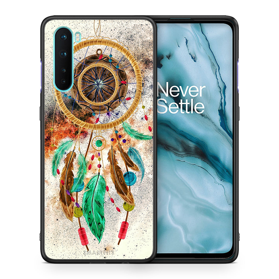 Θήκη OnePlus Nord 5G DreamCatcher Boho από τη Smartfits με σχέδιο στο πίσω μέρος και μαύρο περίβλημα | OnePlus Nord 5G DreamCatcher Boho case with colorful back and black bezels
