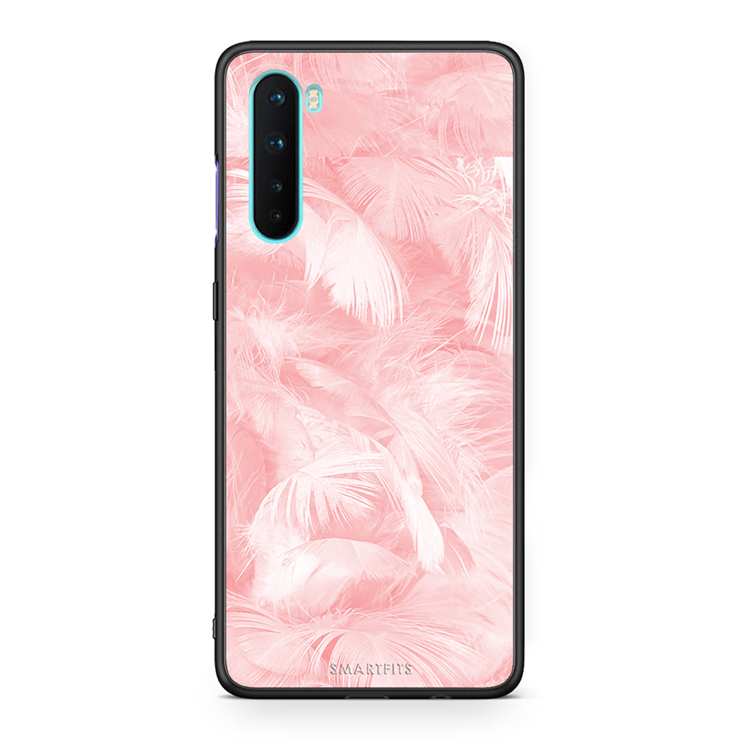 33 - OnePlus Nord 5G Pink Feather Boho case, cover, bumper