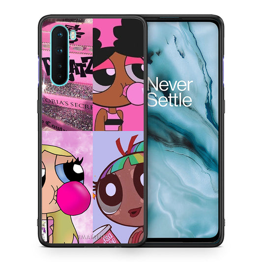 Θήκη Αγίου Βαλεντίνου OnePlus Nord 5G Bubble Girls από τη Smartfits με σχέδιο στο πίσω μέρος και μαύρο περίβλημα | OnePlus Nord 5G Bubble Girls case with colorful back and black bezels