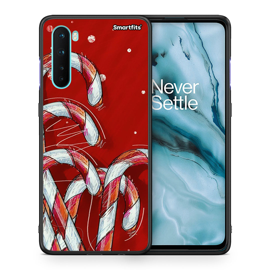 Θήκη OnePlus Nord 5G Candy Cane από τη Smartfits με σχέδιο στο πίσω μέρος και μαύρο περίβλημα | OnePlus Nord 5G Candy Cane case with colorful back and black bezels