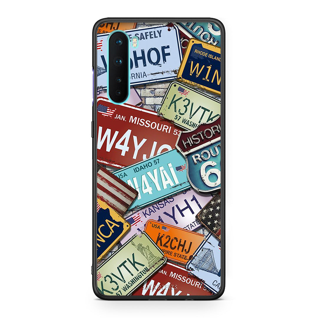 OnePlus Nord 5G Car Plates θήκη από τη Smartfits με σχέδιο στο πίσω μέρος και μαύρο περίβλημα | Smartphone case with colorful back and black bezels by Smartfits