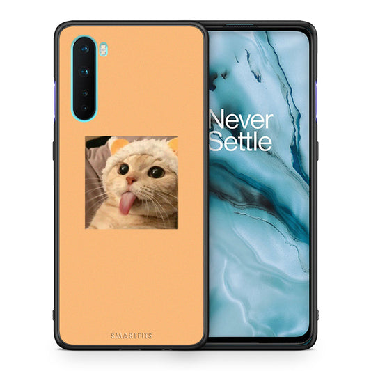 Θήκη OnePlus Nord 5G Cat Tongue από τη Smartfits με σχέδιο στο πίσω μέρος και μαύρο περίβλημα | OnePlus Nord 5G Cat Tongue case with colorful back and black bezels