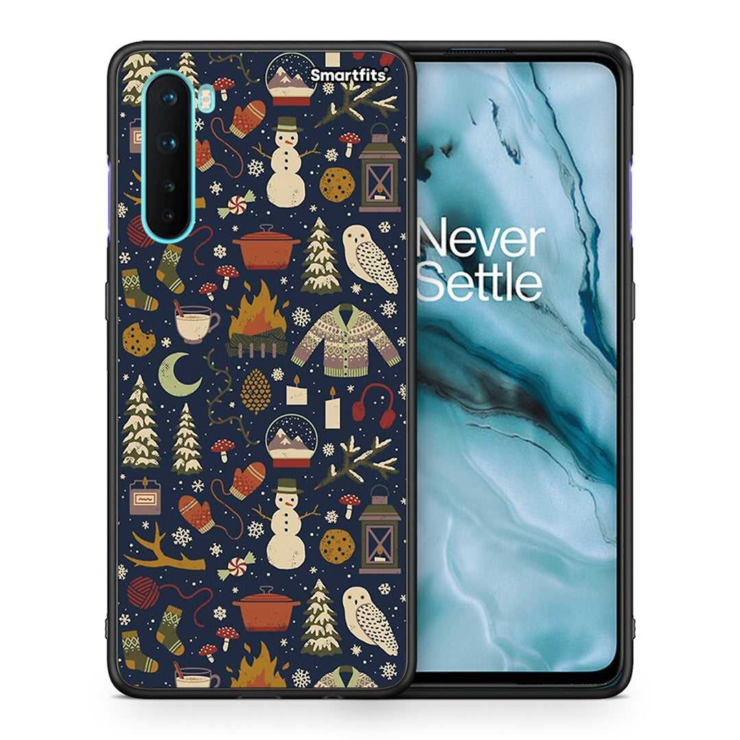 Θήκη OnePlus Nord 5G Christmas Elements από τη Smartfits με σχέδιο στο πίσω μέρος και μαύρο περίβλημα | OnePlus Nord 5G Christmas Elements case with colorful back and black bezels