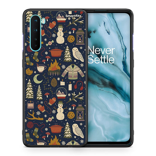 Θήκη OnePlus Nord 5G Christmas Elements από τη Smartfits με σχέδιο στο πίσω μέρος και μαύρο περίβλημα | OnePlus Nord 5G Christmas Elements case with colorful back and black bezels