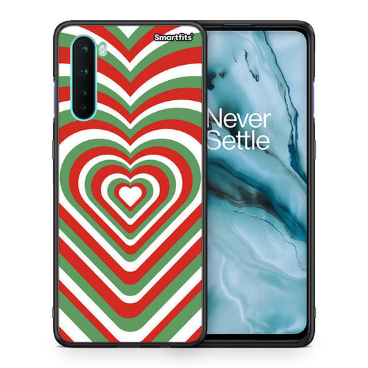 Θήκη OnePlus Nord 5G Christmas Hearts από τη Smartfits με σχέδιο στο πίσω μέρος και μαύρο περίβλημα | OnePlus Nord 5G Christmas Hearts case with colorful back and black bezels