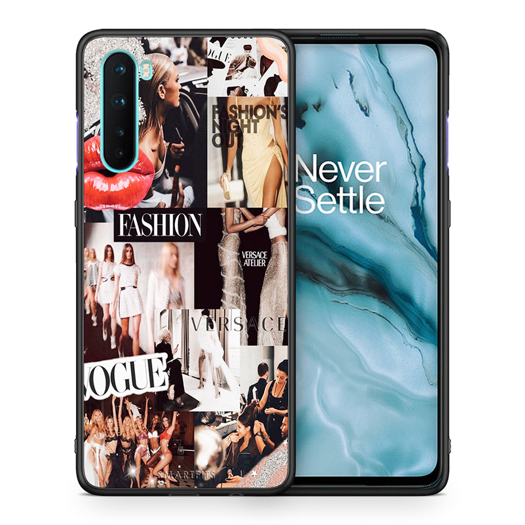 Θήκη Αγίου Βαλεντίνου OnePlus Nord 5G Collage Fashion από τη Smartfits με σχέδιο στο πίσω μέρος και μαύρο περίβλημα | OnePlus Nord 5G Collage Fashion case with colorful back and black bezels