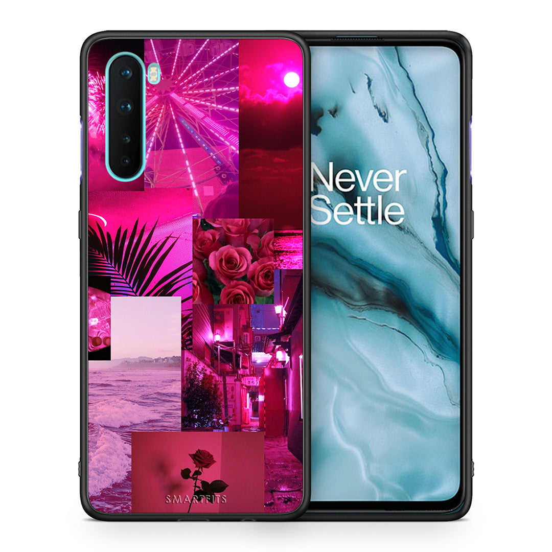 Θήκη Αγίου Βαλεντίνου OnePlus Nord 5G Collage Red Roses από τη Smartfits με σχέδιο στο πίσω μέρος και μαύρο περίβλημα | OnePlus Nord 5G Collage Red Roses case with colorful back and black bezels