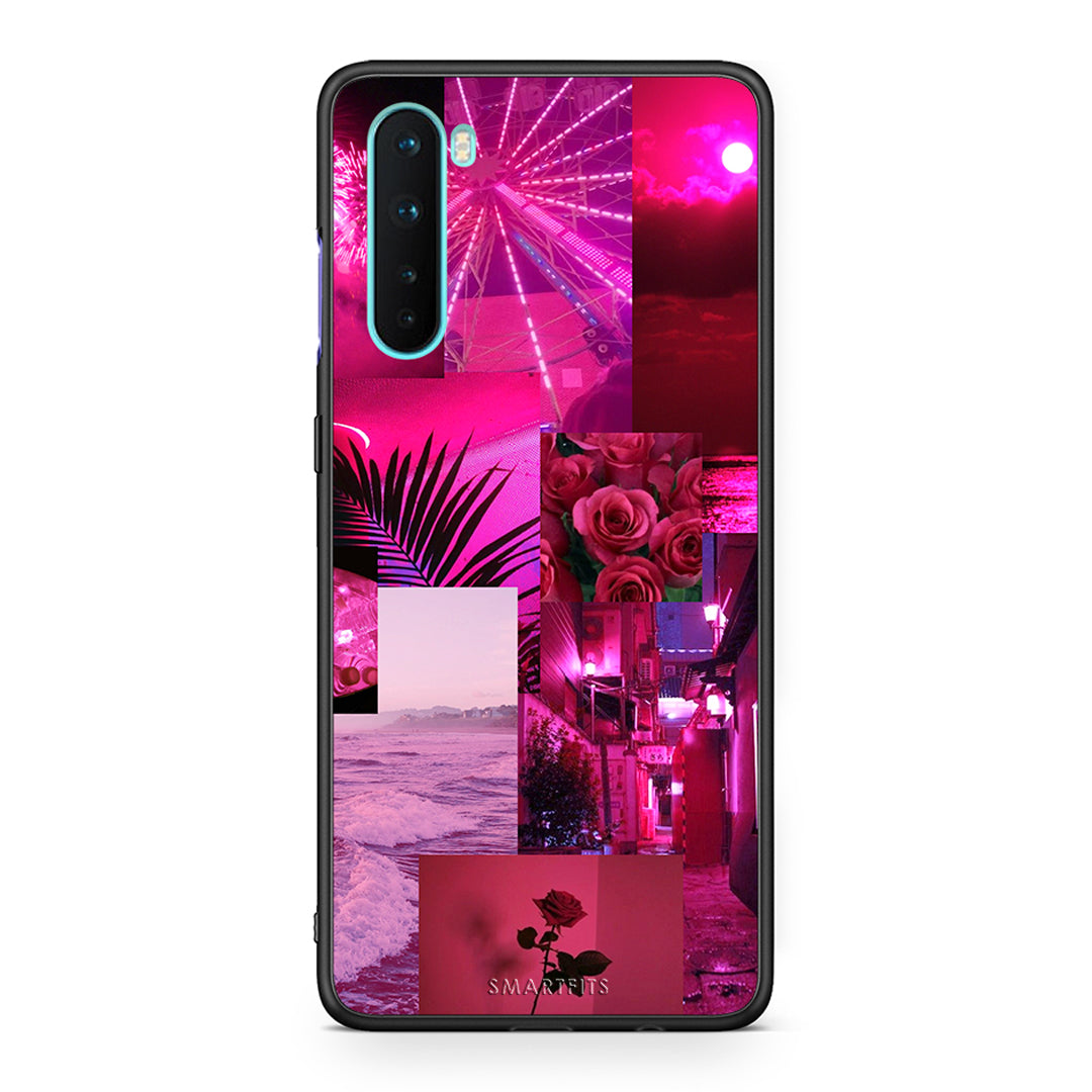 OnePlus Nord 5G Collage Red Roses Θήκη Αγίου Βαλεντίνου από τη Smartfits με σχέδιο στο πίσω μέρος και μαύρο περίβλημα | Smartphone case with colorful back and black bezels by Smartfits