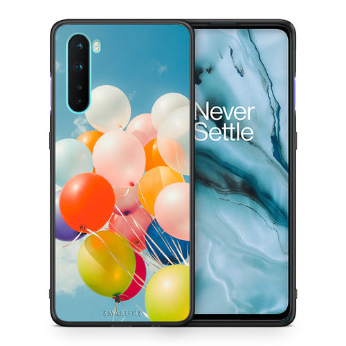 Θήκη OnePlus Nord 5G Colorful Balloons από τη Smartfits με σχέδιο στο πίσω μέρος και μαύρο περίβλημα | OnePlus Nord 5G Colorful Balloons case with colorful back and black bezels
