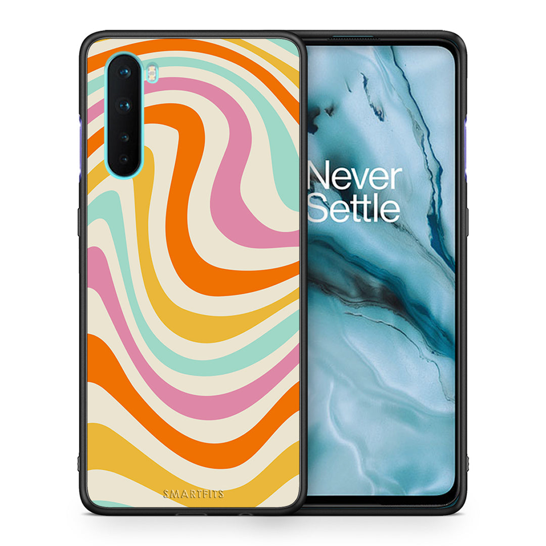 Θήκη OnePlus Nord 5G Colourful Waves από τη Smartfits με σχέδιο στο πίσω μέρος και μαύρο περίβλημα | OnePlus Nord 5G Colourful Waves case with colorful back and black bezels
