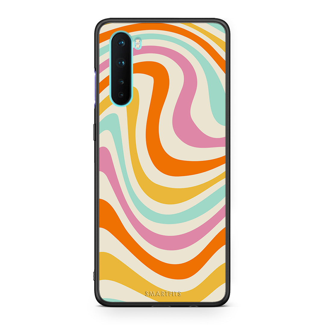 OnePlus Nord 5G Colourful Waves θήκη από τη Smartfits με σχέδιο στο πίσω μέρος και μαύρο περίβλημα | Smartphone case with colorful back and black bezels by Smartfits