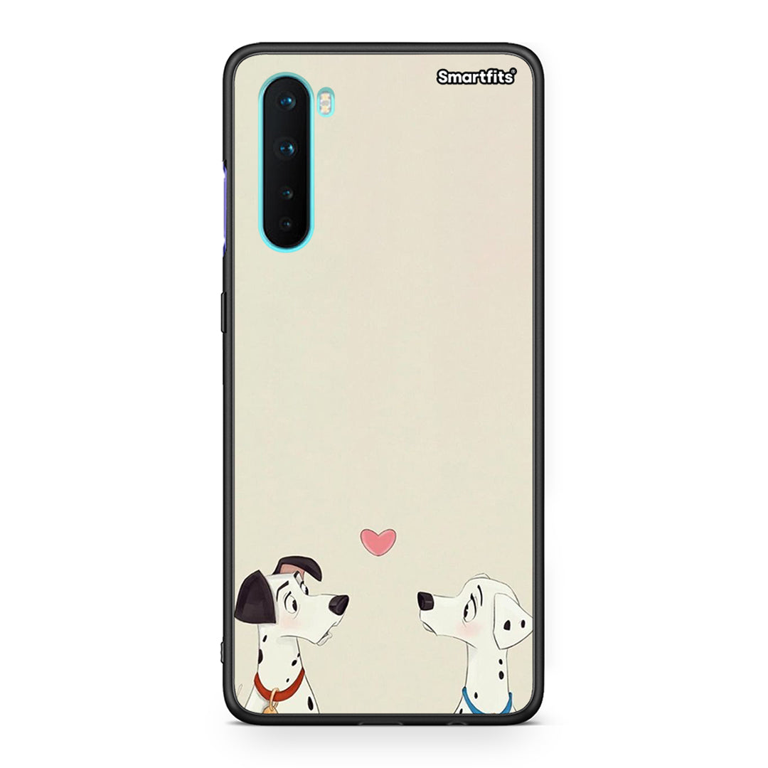 OnePlus Nord 5G Dalmatians Love θήκη από τη Smartfits με σχέδιο στο πίσω μέρος και μαύρο περίβλημα | Smartphone case with colorful back and black bezels by Smartfits