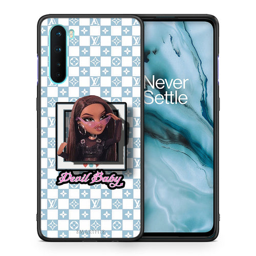 Θήκη Αγίου Βαλεντίνου OnePlus Nord 5G Devil Baby από τη Smartfits με σχέδιο στο πίσω μέρος και μαύρο περίβλημα | OnePlus Nord 5G Devil Baby case with colorful back and black bezels