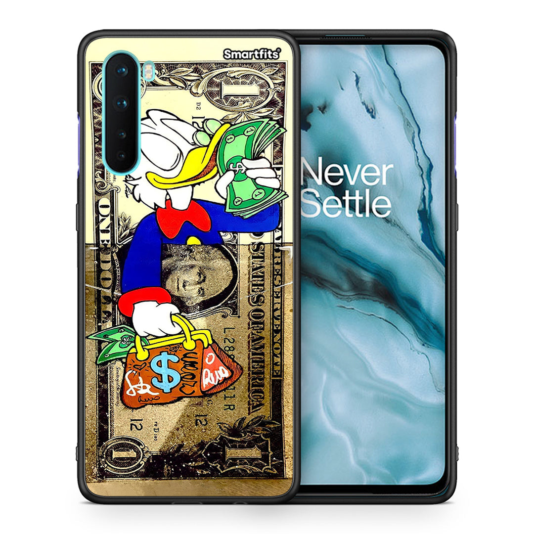 Θήκη OnePlus Nord 5G Duck Money από τη Smartfits με σχέδιο στο πίσω μέρος και μαύρο περίβλημα | OnePlus Nord 5G Duck Money case with colorful back and black bezels