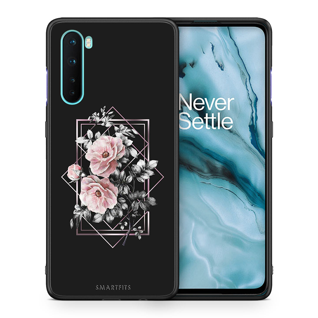 Θήκη OnePlus Nord 5G Frame Flower από τη Smartfits με σχέδιο στο πίσω μέρος και μαύρο περίβλημα | OnePlus Nord 5G Frame Flower case with colorful back and black bezels