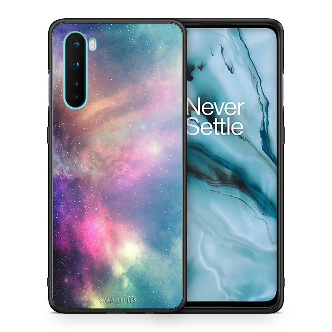 Θήκη OnePlus Nord 5G Rainbow Galaxy από τη Smartfits με σχέδιο στο πίσω μέρος και μαύρο περίβλημα | OnePlus Nord 5G Rainbow Galaxy case with colorful back and black bezels