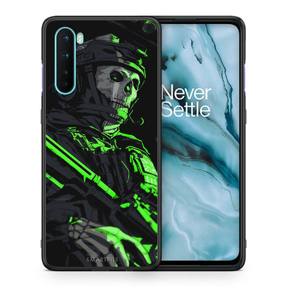 Θήκη Αγίου Βαλεντίνου OnePlus Nord 5G Green Soldier από τη Smartfits με σχέδιο στο πίσω μέρος και μαύρο περίβλημα | OnePlus Nord 5G Green Soldier case with colorful back and black bezels