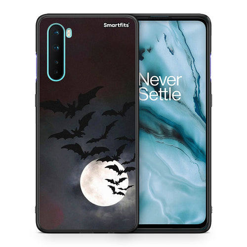Θήκη OnePlus Nord 5G Halloween Bat Night από τη Smartfits με σχέδιο στο πίσω μέρος και μαύρο περίβλημα | OnePlus Nord 5G Halloween Bat Night case with colorful back and black bezels