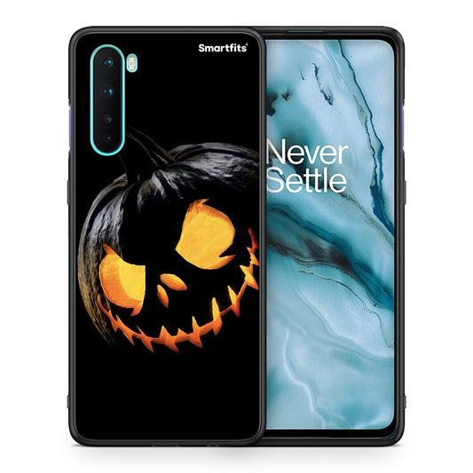 Θήκη OnePlus Nord 5G Halloween Scary Pumpkin από τη Smartfits με σχέδιο στο πίσω μέρος και μαύρο περίβλημα | OnePlus Nord 5G Halloween Scary Pumpkin case with colorful back and black bezels