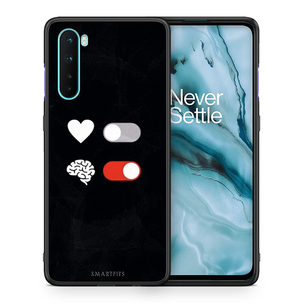 Θήκη Αγίου Βαλεντίνου OnePlus Nord 5G Heart Vs Brain από τη Smartfits με σχέδιο στο πίσω μέρος και μαύρο περίβλημα | OnePlus Nord 5G Heart Vs Brain case with colorful back and black bezels