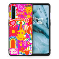 Thumbnail for Θήκη OnePlus Nord 5G Hippie Love από τη Smartfits με σχέδιο στο πίσω μέρος και μαύρο περίβλημα | OnePlus Nord 5G Hippie Love case with colorful back and black bezels