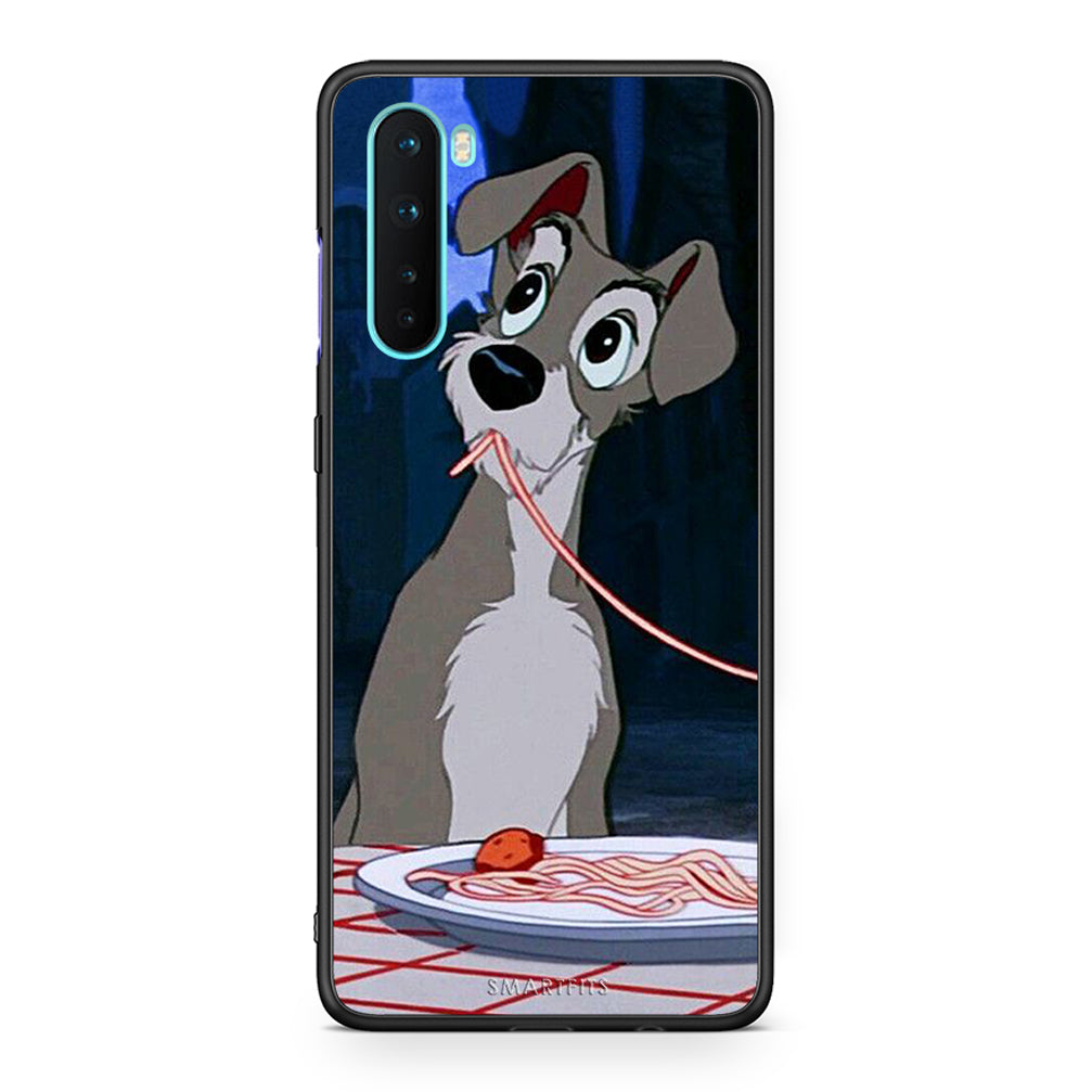 OnePlus Nord 5G Lady And Tramp 1 Θήκη Αγίου Βαλεντίνου από τη Smartfits με σχέδιο στο πίσω μέρος και μαύρο περίβλημα | Smartphone case with colorful back and black bezels by Smartfits