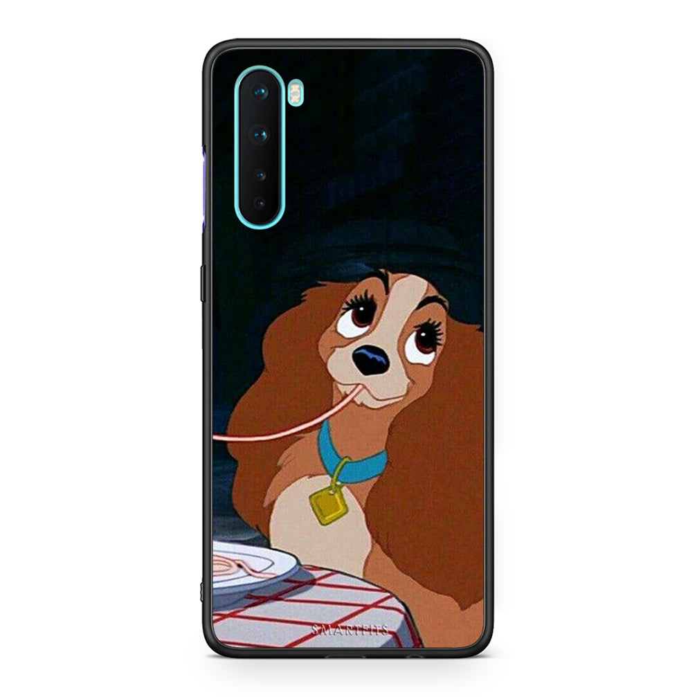 OnePlus Nord 5G Lady And Tramp 2 Θήκη Αγίου Βαλεντίνου από τη Smartfits με σχέδιο στο πίσω μέρος και μαύρο περίβλημα | Smartphone case with colorful back and black bezels by Smartfits